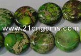 CDE937 15.5 inches 16mm flat round dyed sea sediment jasper beads