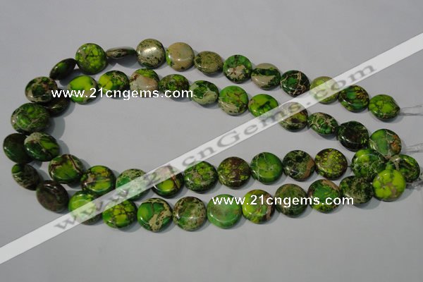 CDE937 15.5 inches 16mm flat round dyed sea sediment jasper beads