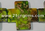 CDE954 15.5 inches 45*45mm cross dyed sea sediment jasper beads