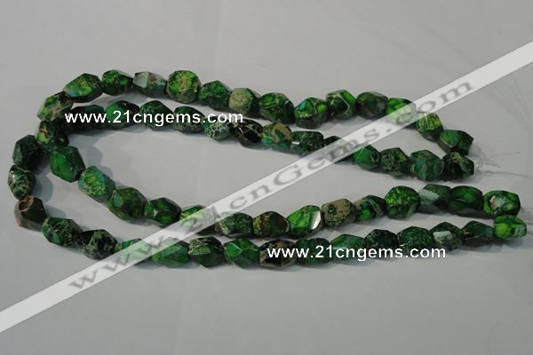 CDE963 15.5 inches 10*14mm faceted nuggets dyed sea sediment jasper beads
