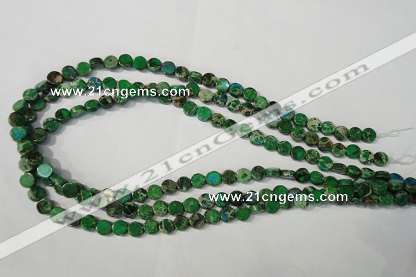 CDE970 15.5 inches 7mm flat round dyed sea sediment jasper beads