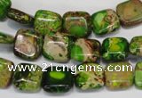 CDI120 15.5 inches 10*10mm square dyed imperial jasper beads