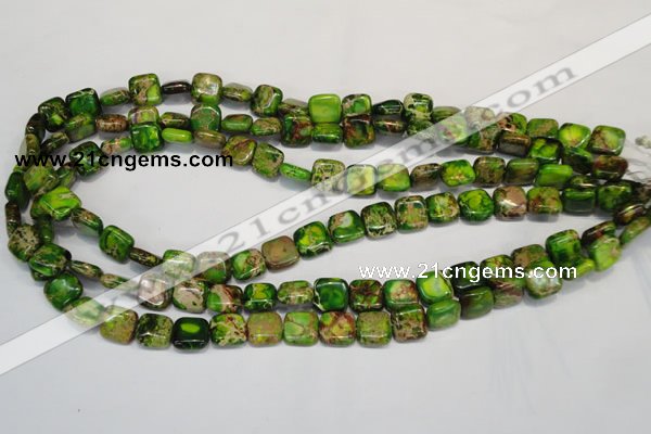 CDI120 15.5 inches 10*10mm square dyed imperial jasper beads