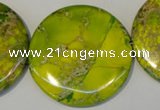 CDI129 15.5 inches 44mm flat round dyed imperial jasper beads