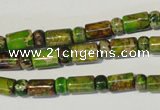 CDI142 15.5 inches 3*6mm rondelle & 6*9mm tube dyed imperial jasper beads