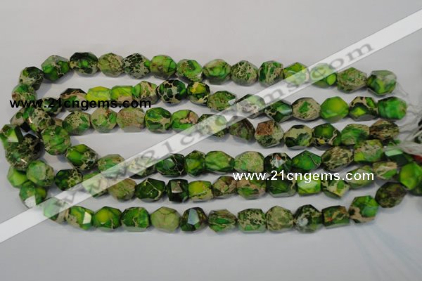 CDI155 15.5 inches 10*12mm faceted nugget dyed imperial jasper beads