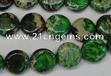 CDI170 15.5 inches 12mm flat round dyed imperial jasper beads