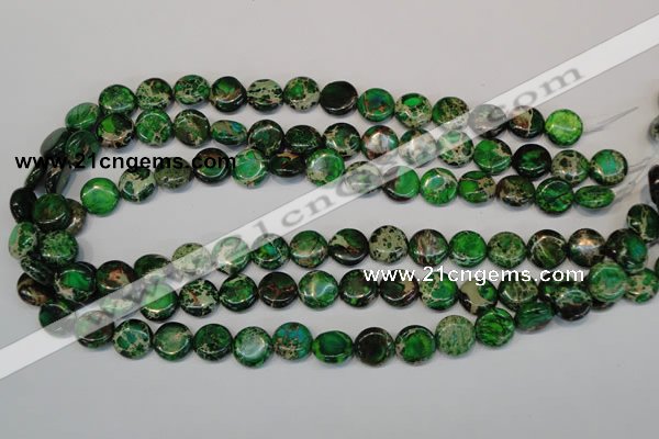 CDI170 15.5 inches 12mm flat round dyed imperial jasper beads