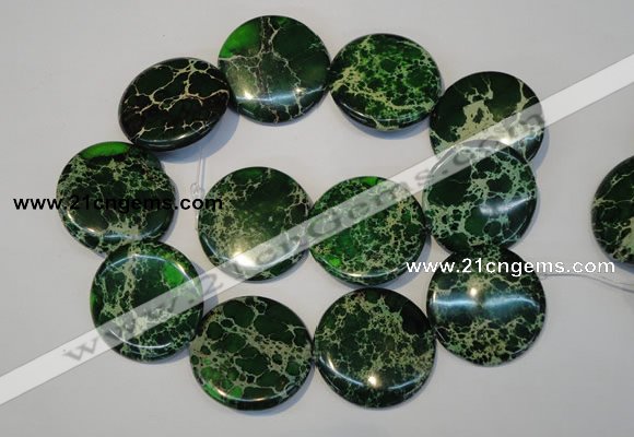 CDI177 15.5 inches 35mm flat round dyed imperial jasper beads