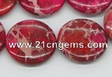 CDI18 16 inches 25mm flat round dyed imperial jasper beads wholesale