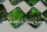 CDI207 15.5 inches 20*20mm diamond dyed imperial jasper beads