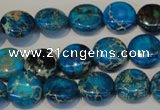 CDI305 15.5 inches 12mm flat round dyed imperial jasper beads