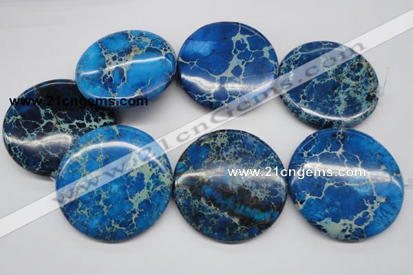 CDI312 15.5 inches 55mm flat round dyed imperial jasper beads
