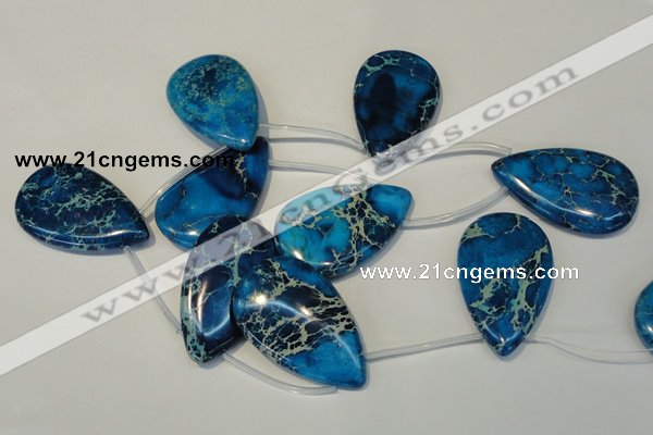 CDI345 Top-drilled 30*50mm flat teardrop dyed imperial jasper beads