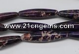 CDI383 15.5 inches 7*30mm rice dyed imperial jasper beads