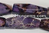 CDI386 15.5 inches 12*40mm faceted rice dyed imperial jasper beads