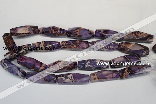 CDI386 15.5 inches 12*40mm faceted rice dyed imperial jasper beads