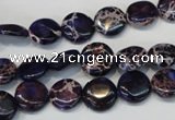 CDI397 15.5 inches 10mm flat round dyed imperial jasper beads