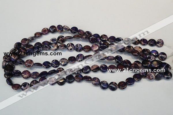 CDI397 15.5 inches 10mm flat round dyed imperial jasper beads