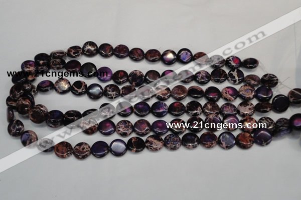 CDI398 15.5 inches 12mm flat round dyed imperial jasper beads