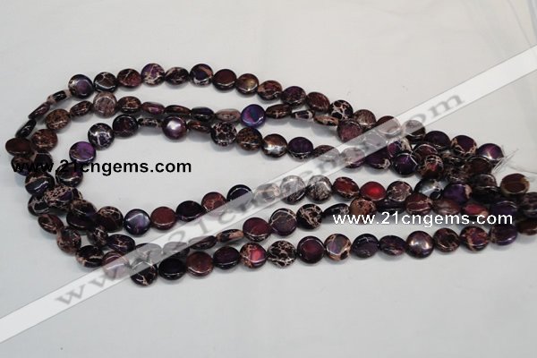 CDI405 15.5 inches 10mm flat round dyed imperial jasper beads