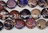 CDI406 15.5 inches 12mm flat round dyed imperial jasper beads