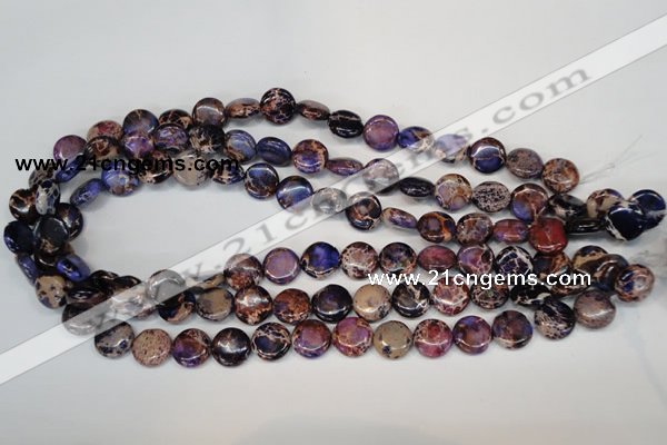 CDI406 15.5 inches 12mm flat round dyed imperial jasper beads