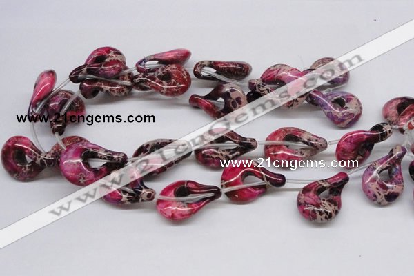 CDI43 16 inches 22*35mm petal shaped dyed imperial jasper beads