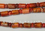 CDI505 15.5 inches 3*6mm rondelle & 6*9mm tube dyed imperial jasper beads