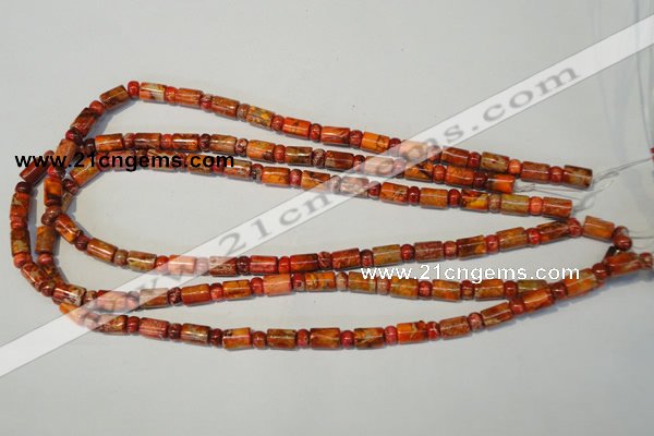 CDI505 15.5 inches 3*6mm rondelle & 6*9mm tube dyed imperial jasper beads