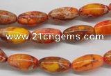 CDI510 15.5 inches 8*16mm rice dyed imperial jasper beads