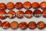 CDI516 15.5 inches 10mm flat round dyed imperial jasper beads