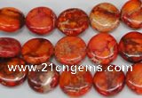 CDI517 15.5 inches 12mm flat round dyed imperial jasper beads