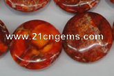 CDI522 15.5 inches 25mm flat round dyed imperial jasper beads