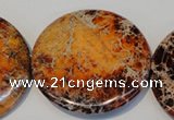 CDI526 15.5 inches 55mm flat round dyed imperial jasper beads