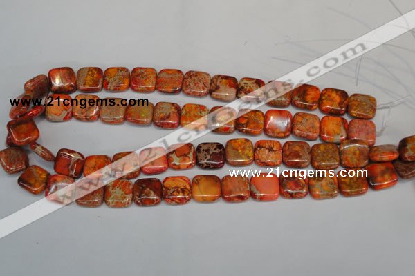 CDI540 15.5 inches 14*14mm square dyed imperial jasper beads