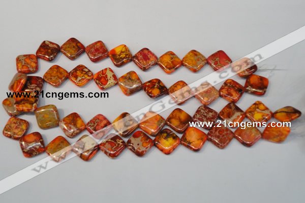 CDI545 15.5 inches 14*14mm diamond dyed imperial jasper beads