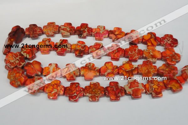 CDI563 15.5 inches 20*20mm cross dyed imperial jasper beads