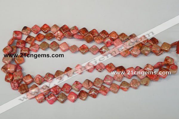 CDI568 15.5 inches 10*10mm diamond dyed imperial jasper beads