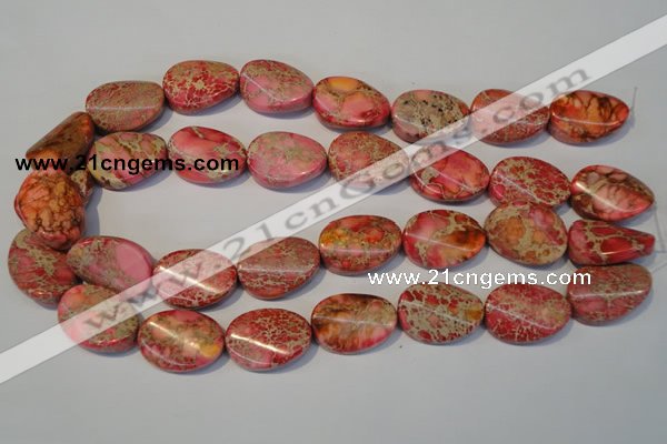 CDI575 15.5 inches 18*25mm twisted oval dyed imperial jasper beads