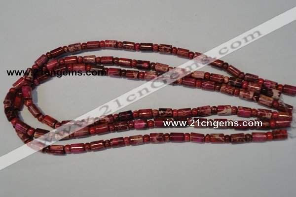 CDI597 15.5 inches 3*6mm rondelle 6*9mm tube dyed imperial jasper beads