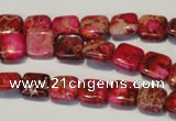 CDI620 15.5 inches 10*10mm square dyed imperial jasper beads