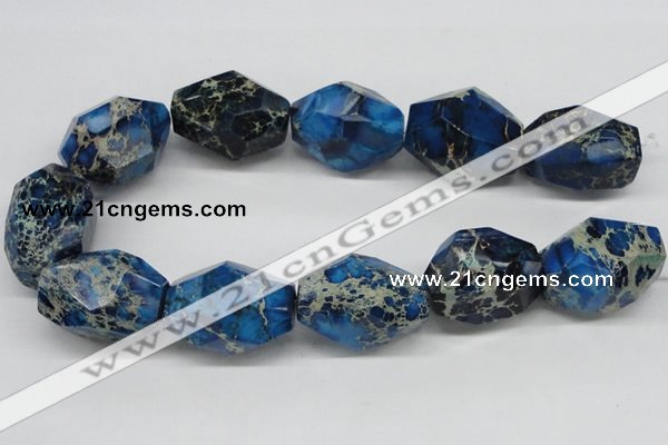 CDI65 16 inches 25*35mm faceted nuggets dyed imperial jasper beads