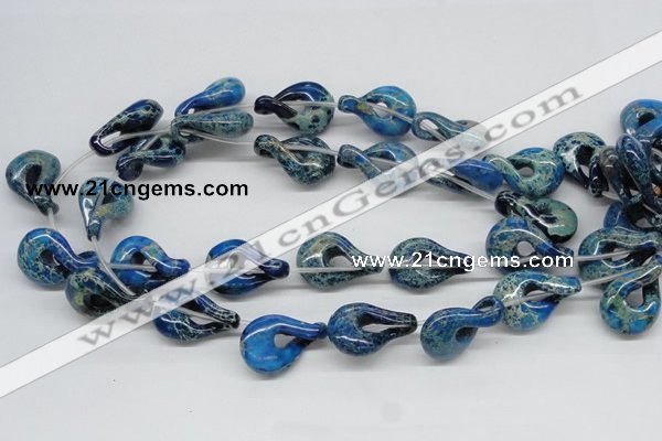 CDI66 16 inches 20*30mm petal shaped dyed imperial jasper beads