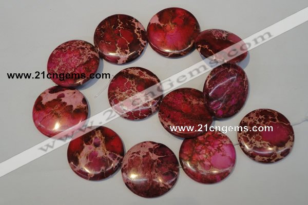 CDI660 15.5 inches 35mm flat round dyed imperial jasper beads