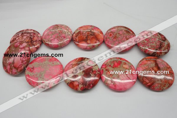 CDI661 15.5 inches 40mm flat round dyed imperial jasper beads