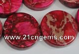 CDI665 15.5 inches 25mm coin dyed imperial jasper beads