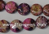 CDI706 15.5 inches 14mm flat round dyed imperial jasper beads