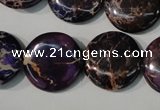 CDI707 15.5 inches 20mm flat round dyed imperial jasper beads