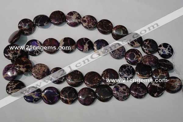 CDI707 15.5 inches 20mm flat round dyed imperial jasper beads